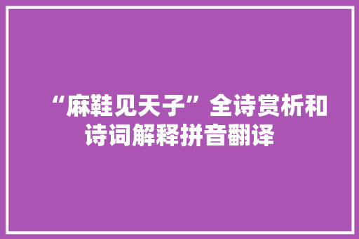 “麻鞋见天子”全诗赏析和诗词解释拼音翻译
