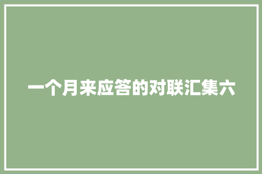 一个月来应答的对联汇集六