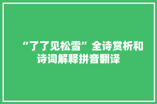 “了了见松雪”全诗赏析和诗词解释拼音翻译
