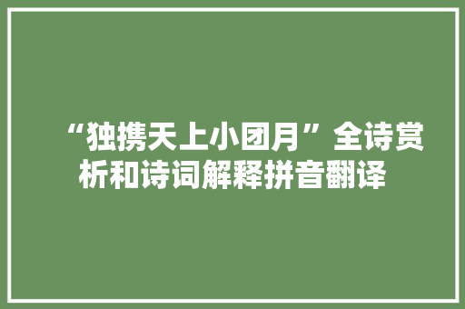 “独携天上小团月”全诗赏析和诗词解释拼音翻译