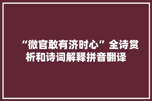 “微官敢有济时心”全诗赏析和诗词解释拼音翻译