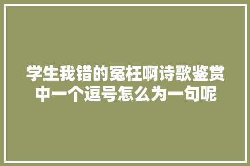学生我错的冤枉啊诗歌鉴赏中一个逗号怎么为一句呢
