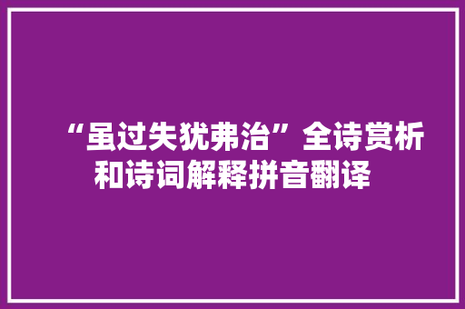 “虽过失犹弗治”全诗赏析和诗词解释拼音翻译