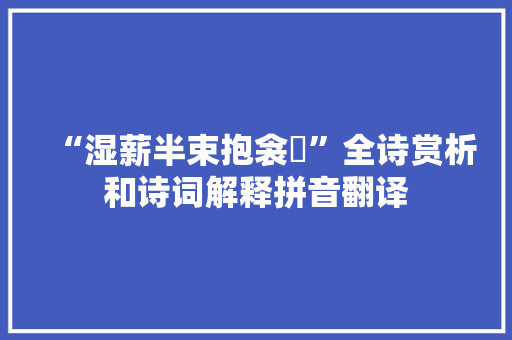 “湿薪半束抱衾裯”全诗赏析和诗词解释拼音翻译