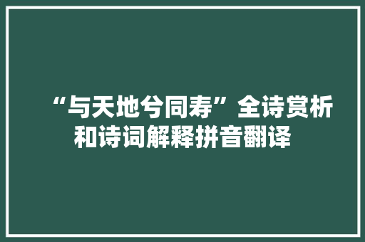 “与天地兮同寿”全诗赏析和诗词解释拼音翻译