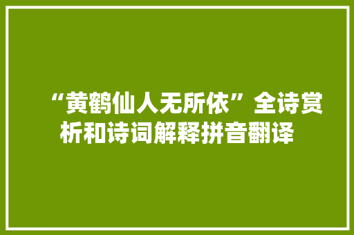 “黄鹤仙人无所依”全诗赏析和诗词解释拼音翻译