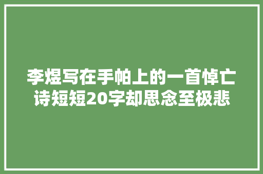 李煜写在手帕上的一首悼亡诗短短20字却思念至极悲哀至极