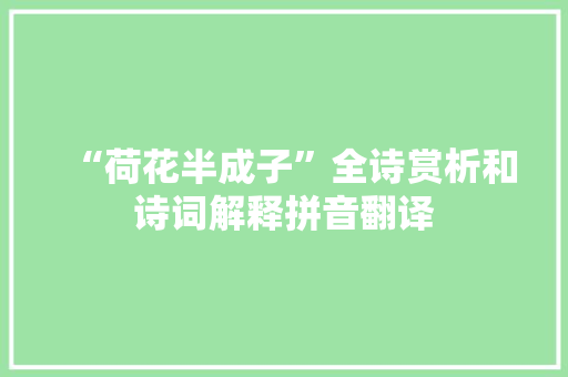 “荷花半成子”全诗赏析和诗词解释拼音翻译