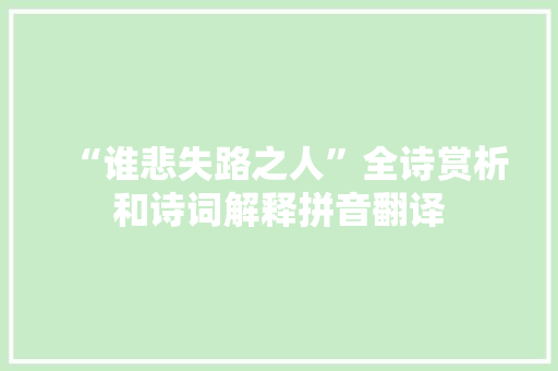 “谁悲失路之人”全诗赏析和诗词解释拼音翻译