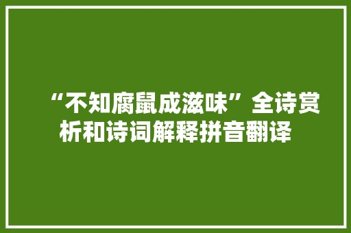“不知腐鼠成滋味”全诗赏析和诗词解释拼音翻译