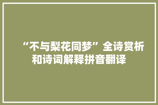 “不与梨花同梦”全诗赏析和诗词解释拼音翻译