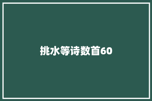 挑水等诗数首60