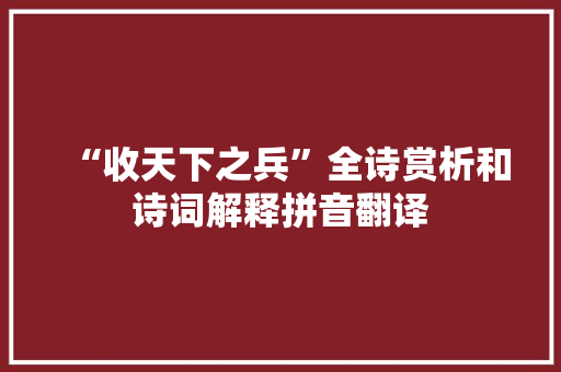 “收天下之兵”全诗赏析和诗词解释拼音翻译