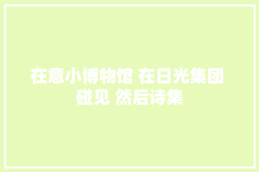 在意小博物馆 在日光集团 碰见 然后诗集