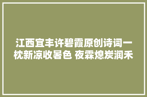 江西宜丰许碧霞原创诗词一枕新凉收暑色 夜霖熄炭润禾帏