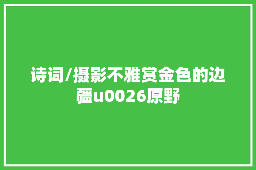 诗词/摄影不雅赏金色的边疆u0026原野