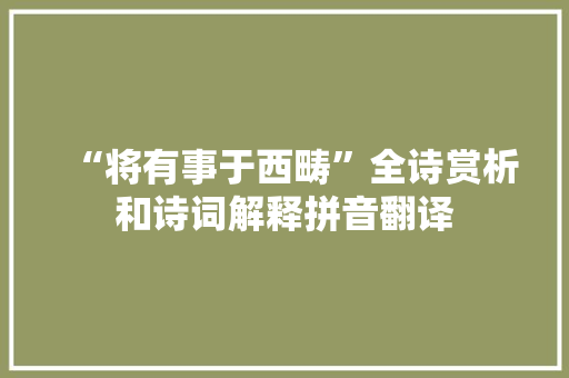 “将有事于西畴”全诗赏析和诗词解释拼音翻译