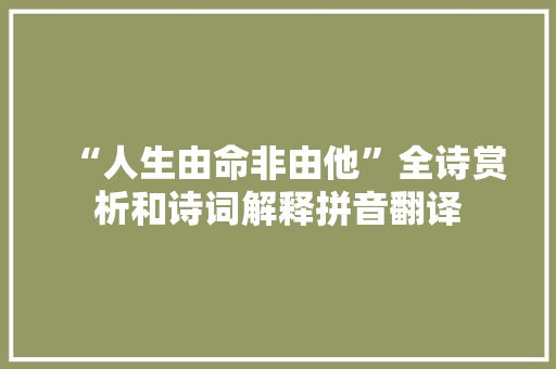 “人生由命非由他”全诗赏析和诗词解释拼音翻译