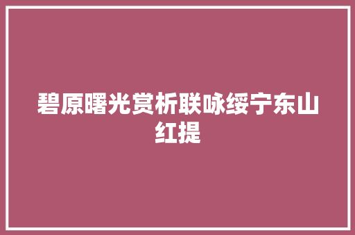 碧原曙光赏析联咏绥宁东山红提