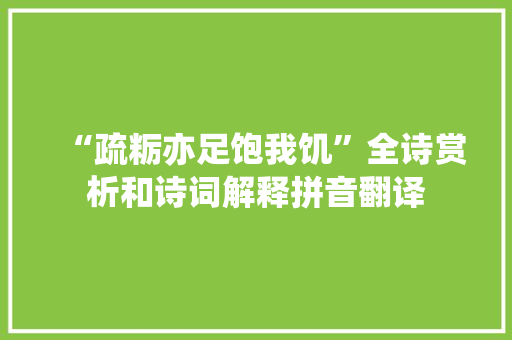 “疏粝亦足饱我饥”全诗赏析和诗词解释拼音翻译