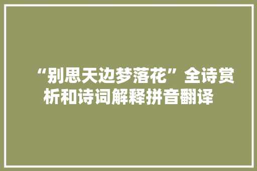 “别思天边梦落花”全诗赏析和诗词解释拼音翻译