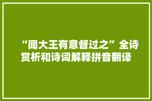 “闻大王有意督过之”全诗赏析和诗词解释拼音翻译