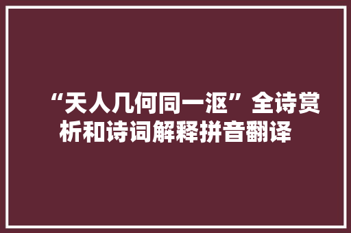 “天人几何同一沤”全诗赏析和诗词解释拼音翻译