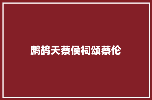 鹧鸪天蔡侯祠颂蔡伦