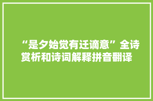 “是夕始觉有迁谪意”全诗赏析和诗词解释拼音翻译