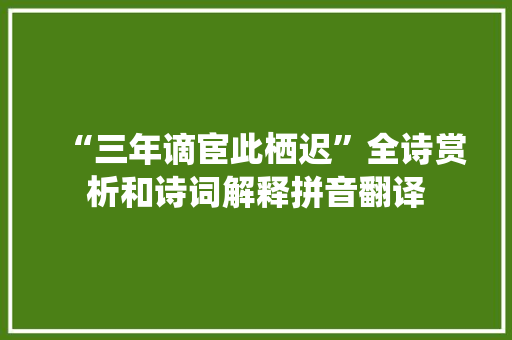 “三年谪宦此栖迟”全诗赏析和诗词解释拼音翻译
