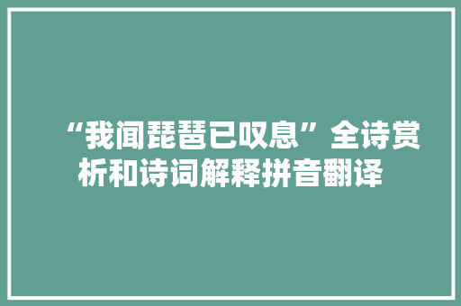 “我闻琵琶已叹息”全诗赏析和诗词解释拼音翻译