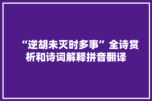 “逆胡未灭时多事”全诗赏析和诗词解释拼音翻译