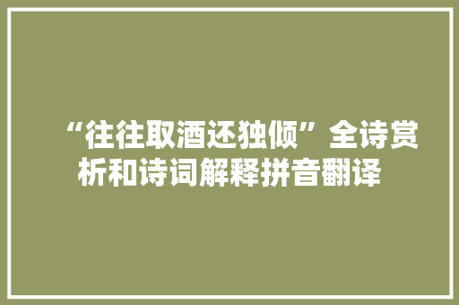 “往往取酒还独倾”全诗赏析和诗词解释拼音翻译
