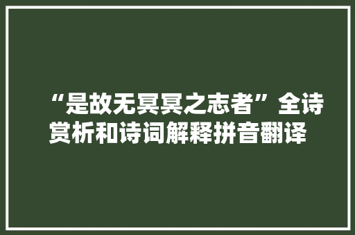 “是故无冥冥之志者”全诗赏析和诗词解释拼音翻译