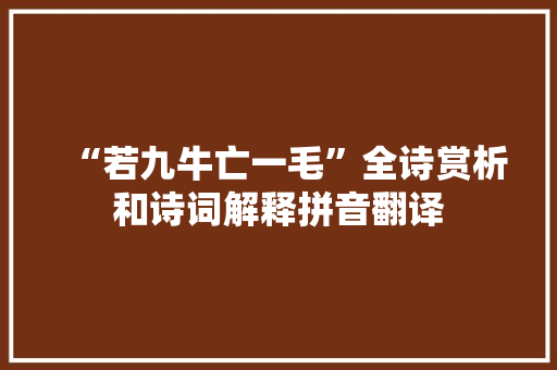 “若九牛亡一毛”全诗赏析和诗词解释拼音翻译