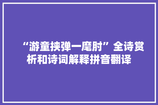 “游童挟弹一麾肘”全诗赏析和诗词解释拼音翻译