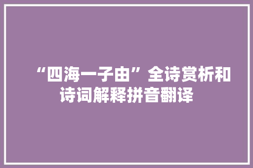 “四海一子由”全诗赏析和诗词解释拼音翻译