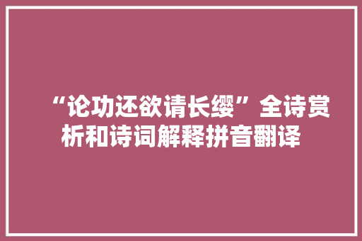 “论功还欲请长缨”全诗赏析和诗词解释拼音翻译