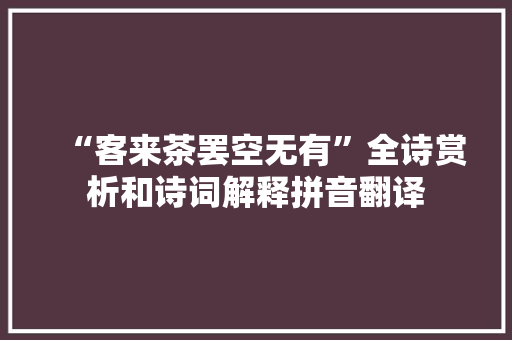 “客来茶罢空无有”全诗赏析和诗词解释拼音翻译
