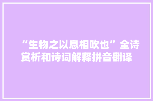 “生物之以息相吹也”全诗赏析和诗词解释拼音翻译