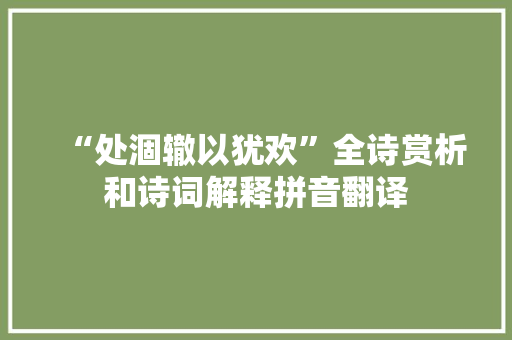 “处涸辙以犹欢”全诗赏析和诗词解释拼音翻译