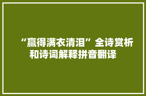 “赢得满衣清泪”全诗赏析和诗词解释拼音翻译