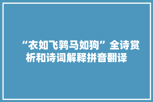 “衣如飞鹑马如狗”全诗赏析和诗词解释拼音翻译