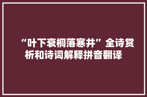“叶下衰桐落寒井”全诗赏析和诗词解释拼音翻译