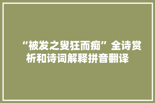 “被发之叟狂而痴”全诗赏析和诗词解释拼音翻译