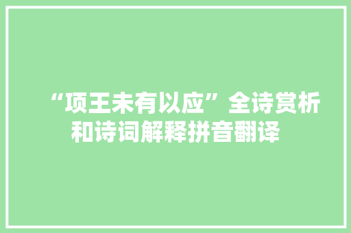 “项王未有以应”全诗赏析和诗词解释拼音翻译