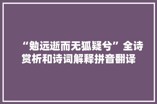 “勉远逝而无狐疑兮”全诗赏析和诗词解释拼音翻译