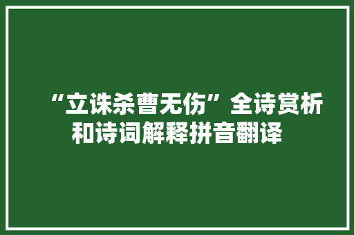 “立诛杀曹无伤”全诗赏析和诗词解释拼音翻译