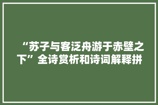 “苏子与客泛舟游于赤壁之下”全诗赏析和诗词解释拼音翻译