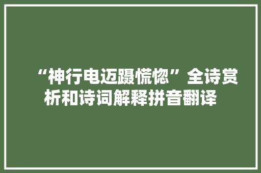 “神行电迈蹑慌惚”全诗赏析和诗词解释拼音翻译